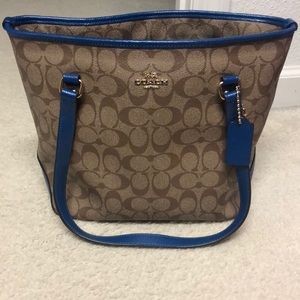Electric Blue and Signature Coach Tote
